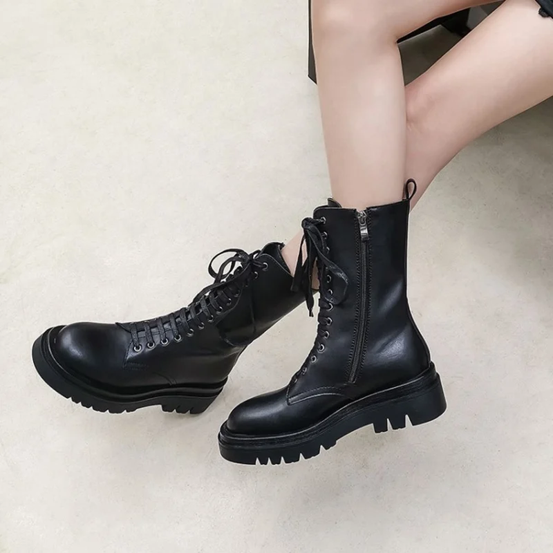 

KemeKiss New Women Ankle Boots Genuine Leather Zipper Women Short Boots Fashion Cool Shoes Woman Daily Footwear Size 34-40