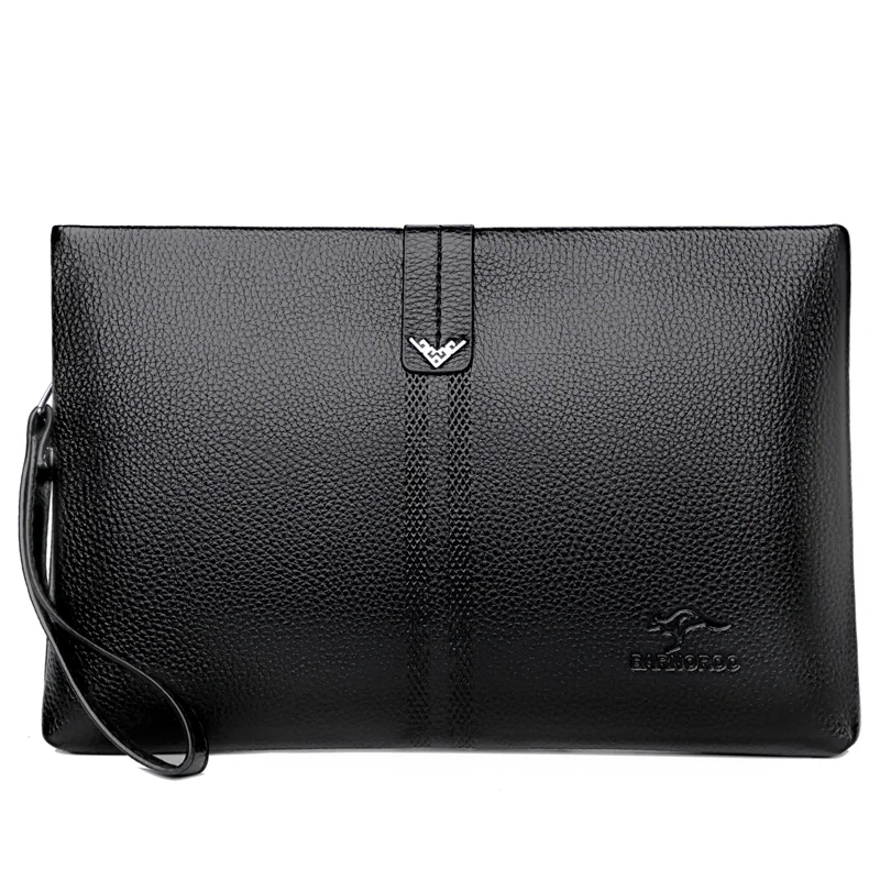 Роскошный брендовый длинный мужской кошелек на двойной молнии с карманом для