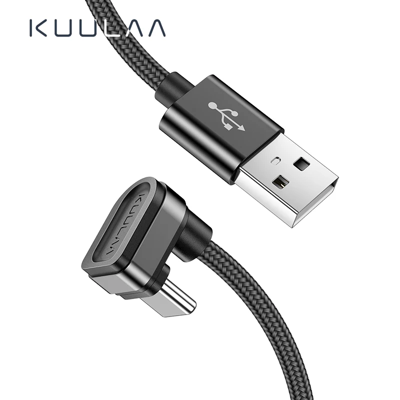 KUULAA нейлоновый USB C кабель 180 градусов Быстрое Зарядное устройство usb type C кабель для Xiaomi Mi 8 samsung Galaxy S9 Plus мобильный телефон USB-C шнур