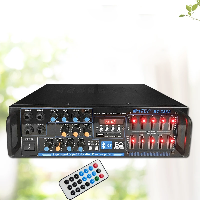 2-канальный Hi-Fi усилитель 100 Вт * 2 220 В/240 в караоке 10-сегментный EQ сбалансированный