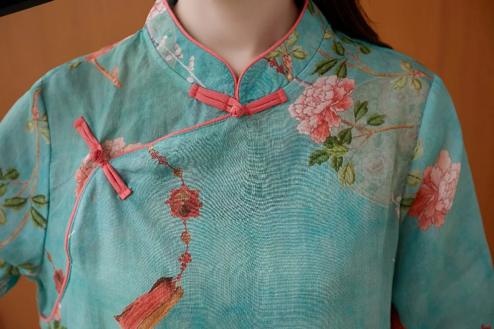 

2021 Woman Traditional Chinese Clothing Top Retro Flower Print Hanfu Top Women Tops Elegant Oriental Tang Suit Chinese Blouse