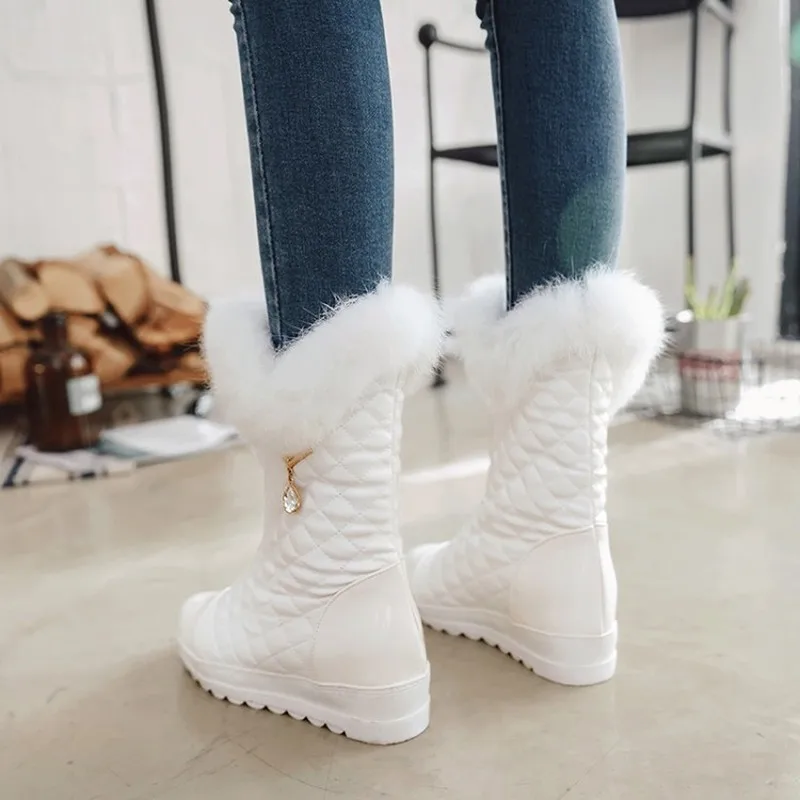 Женские ботинки Осень-зима зимние на плоской подошве из искусственной кожи с