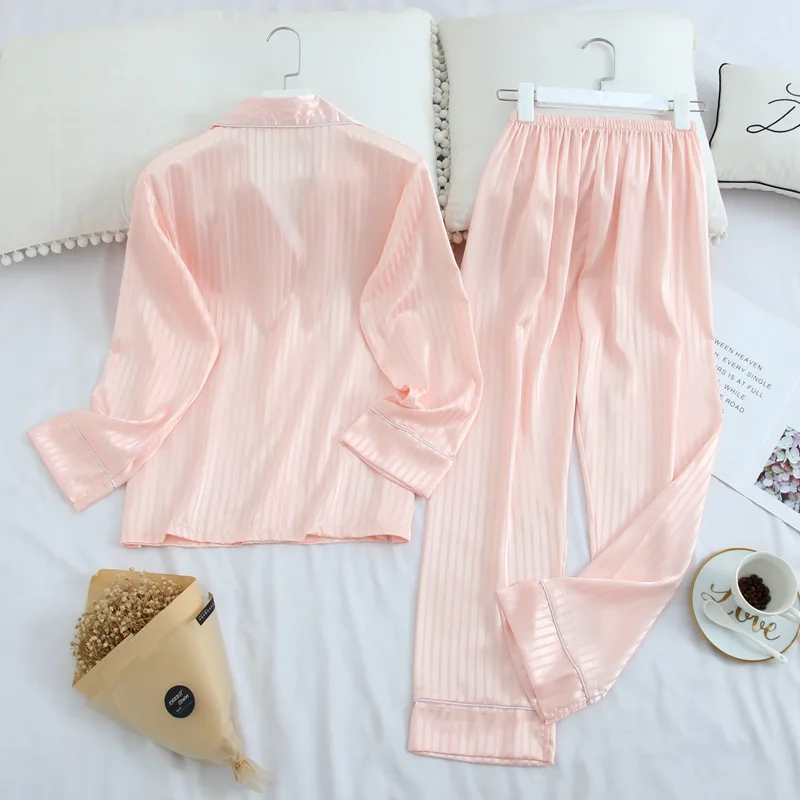 Пижама Мужская и женская с длинными рукавами брюки на весну осень лацканами из