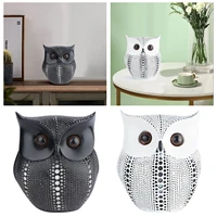resin sculpture accent piece modern owl shaped decorative object for home office table and desktop