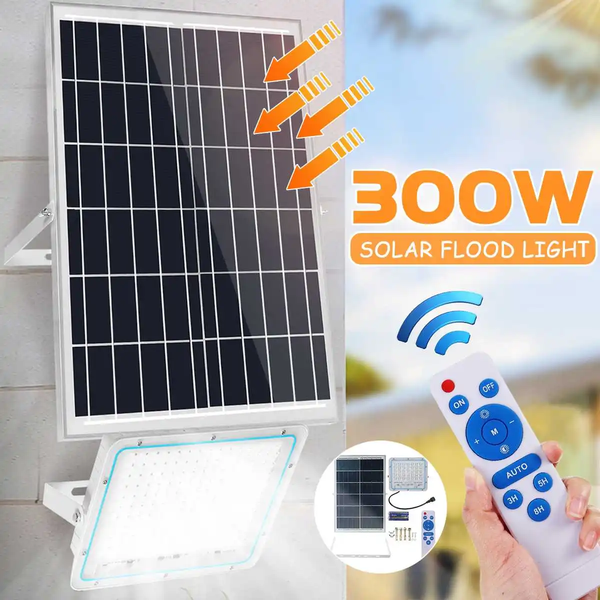 

300W LED Solar Light Super Bright Solar Lamp Large Solar Cell Battery Panel Wireless Outdoor Garden Waterproof Solar Panel Light