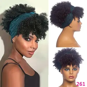 Amir короткий светлый черный кудрявый искусственный синтетический тюрбан-афро-парик с буфами на шнурке с челкой