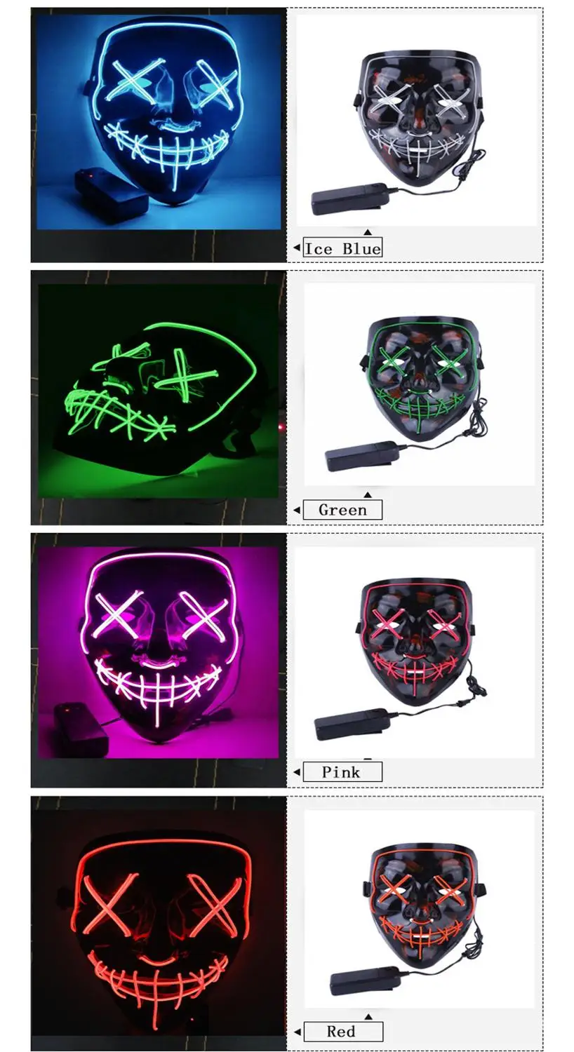 Клубы светильник вверх &quotстежков&quot светодиодный Маска для костюма на Хэллоуин
