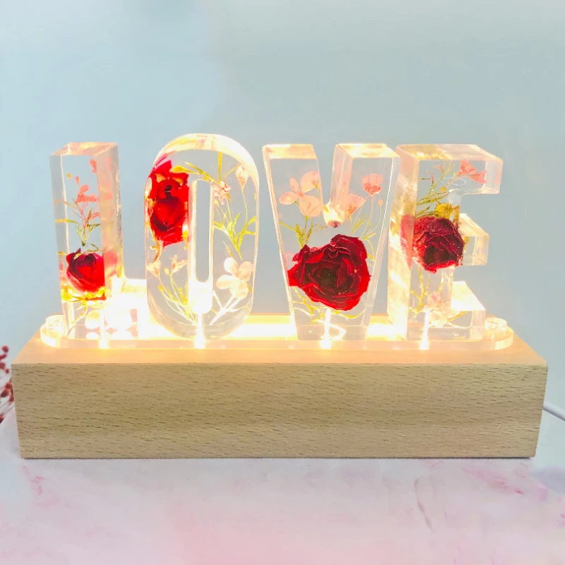 

Dried Flower Valentine's Day Mother's Birthday Gift Light Love Nightlight Desk Lamp Decorative LED Light F2
