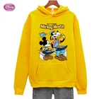 Осень-зима 2021 г., забавная Женская толстовка с капюшоном с изображением Микки Мауса и Гуфи-еды, винтажная Толстовка с длинным рукавом, осень Японская уличная одежда г., оверсайз