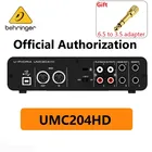 Звуковая карта Behringer UMC204HD, аудиоинтерфейс, запись, независимая внешняя звуковая карта, прямая трансляция, аудиотехника