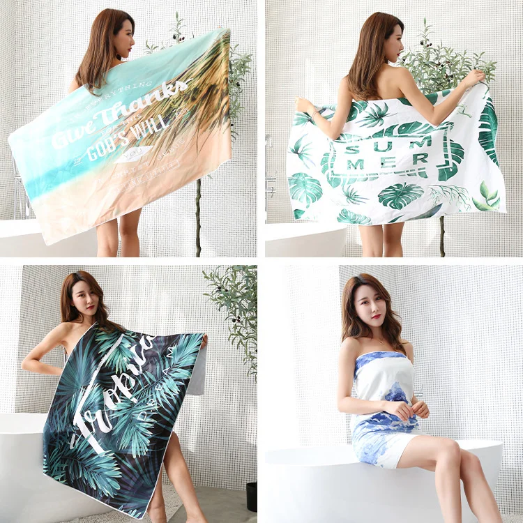 

1pc Microfiber Printed Beach Vacation Swimming Bath Travel Sport Towel Versatile Square Quick Drying Towel Swiming Pool Flamingo