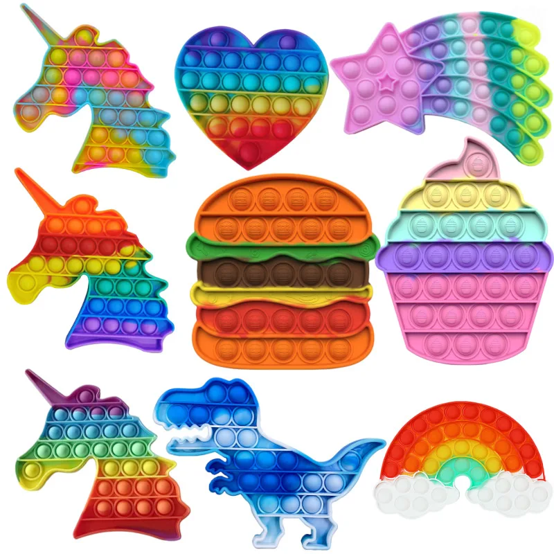

Rainbow Bubble Pops Fidget Kids Toy Sensory Autisim Special Need Its Anti-stress Stress Relief Squishy Fidget Toy Random Color