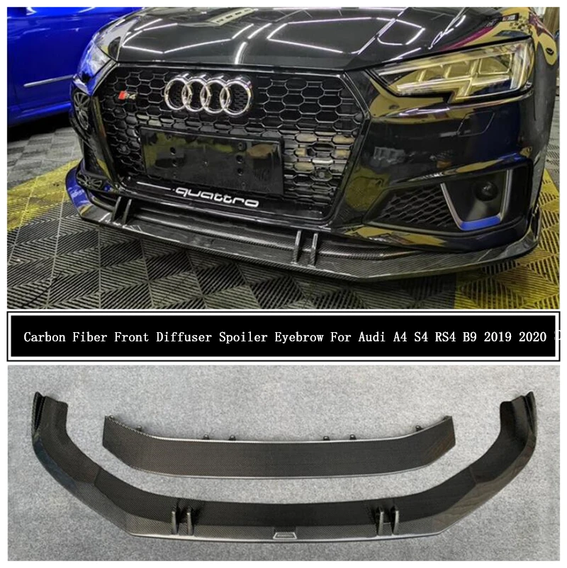 Диффузор для переднего бампера Audi A4 S4 RS4 B9 2019 2020 из углеродного волокна спойлер