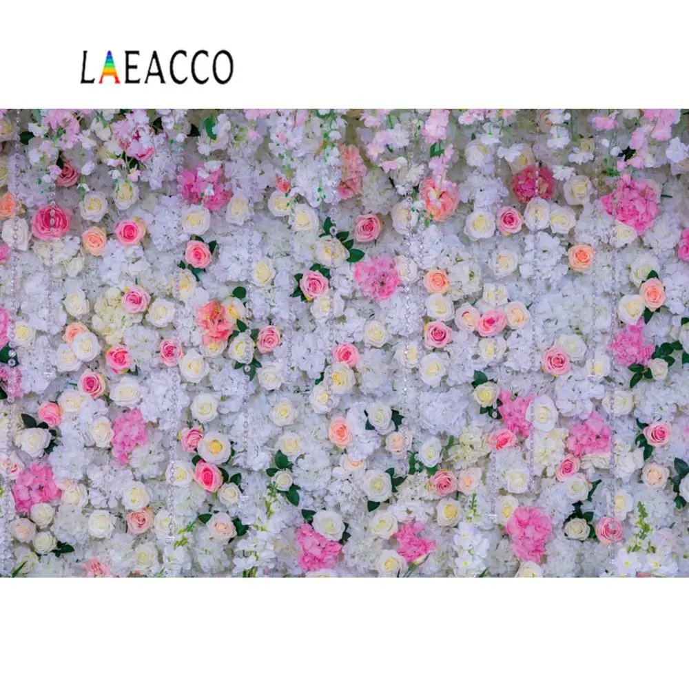 Laeacco виниловые фоны для фотосъемки розовые свадебные цветы стены любовь