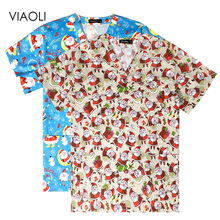 Ropa Uniformes de belleza con estampado navideño para mujer...