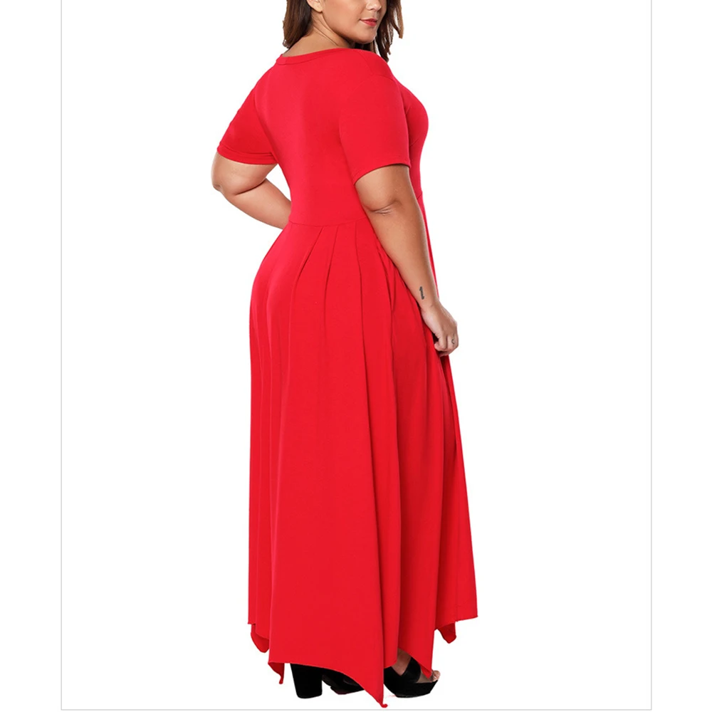 Женское платье макси больших размеров повседневное Плиссированное длинное