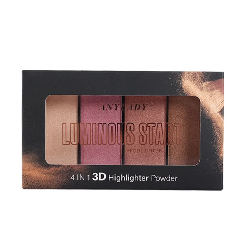 4 цвета светящиеся тени для век Палитра румяны долговечные яркие кожи