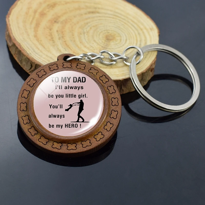 

To My Son Daughter Wooden Keychain Always Bemember You Braver Quote Glass Cabochon Jewelry Key Rings Love Dad Mom Pendant