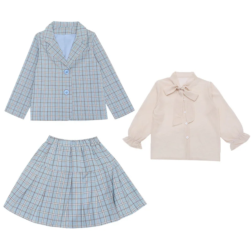 

Fashion Spring Autumn Girls Suit Coat +Shirt 3Pcs/SetsTeenage Children's School ClothingKids Party Blue Purple High Quality