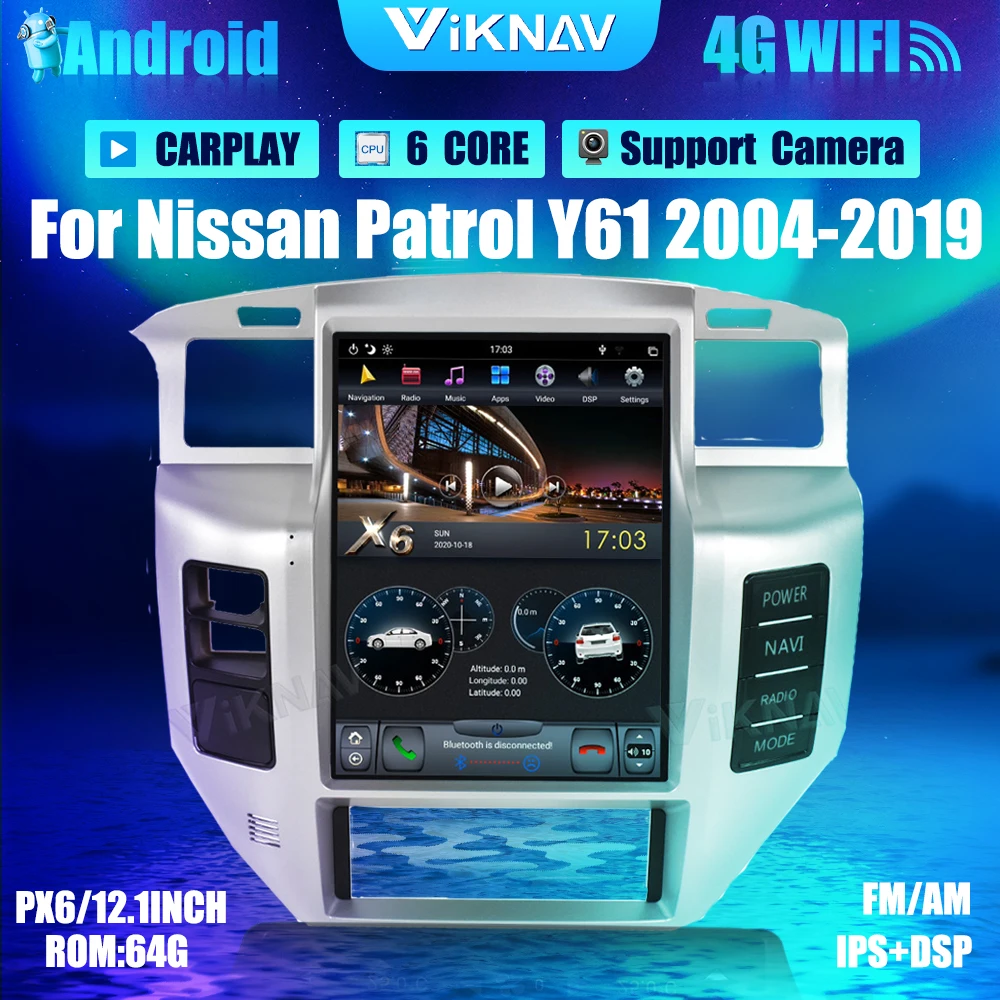 

2din PX6 Android DVD мультимедийный плеер для Nissan патруль Y61 2004-2019 автомобильное радио GPS навигация CarPlay экран головное устройство