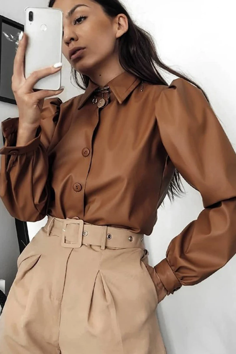 

Collar shirt women 2020 winter new European and American ins loose and thin cardigan solid color long-sleeved versatile top