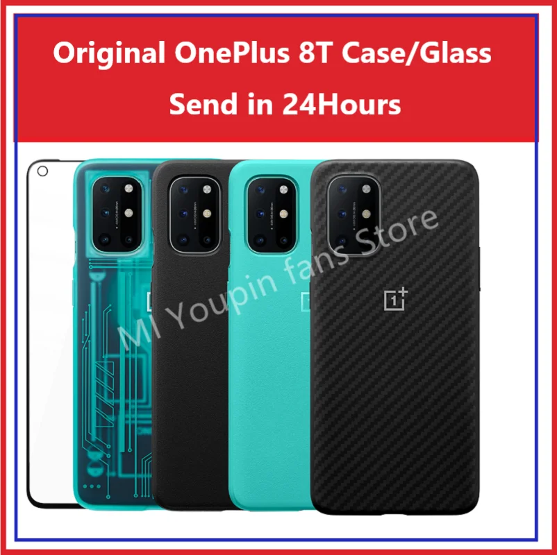 KB2001-Fundas de protecci&oacute;n oficial para OnePlus 8T, carcasa de silicona arenisca Original, parachoques de carbono de nailon-0