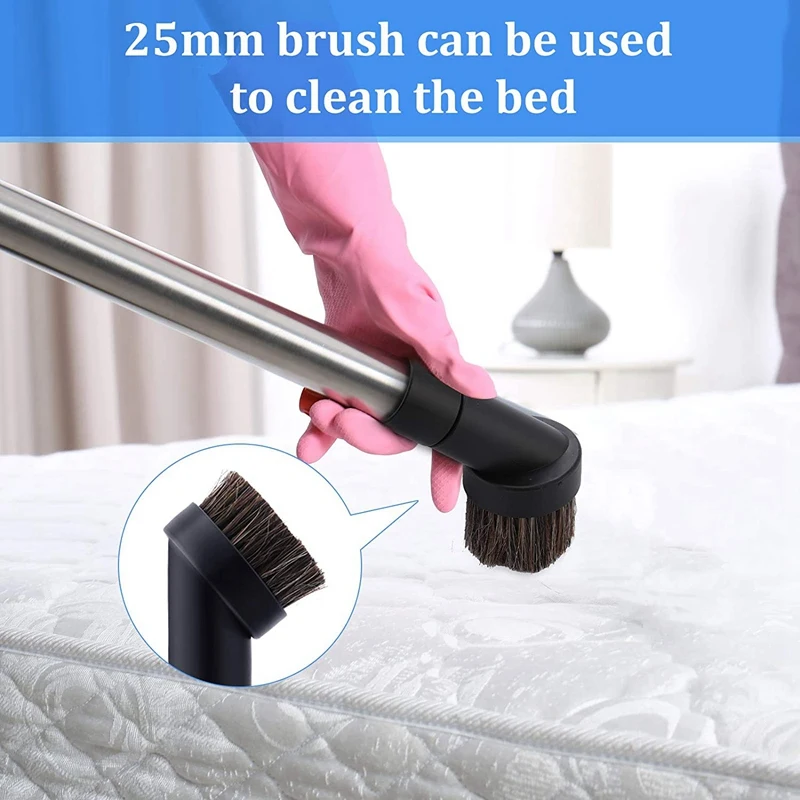 

4Pcs Horsehair Bristle Replacement Round Dust Vacuum Brush 0.98 Inch and 1.25 Inch 2Pcs Vacuum Hose Universal Adapters