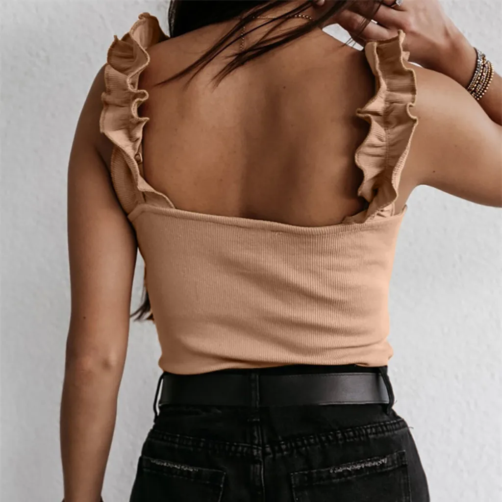 Короткий топ с квадратным вырезом без рукавов летний укороченный белый женский