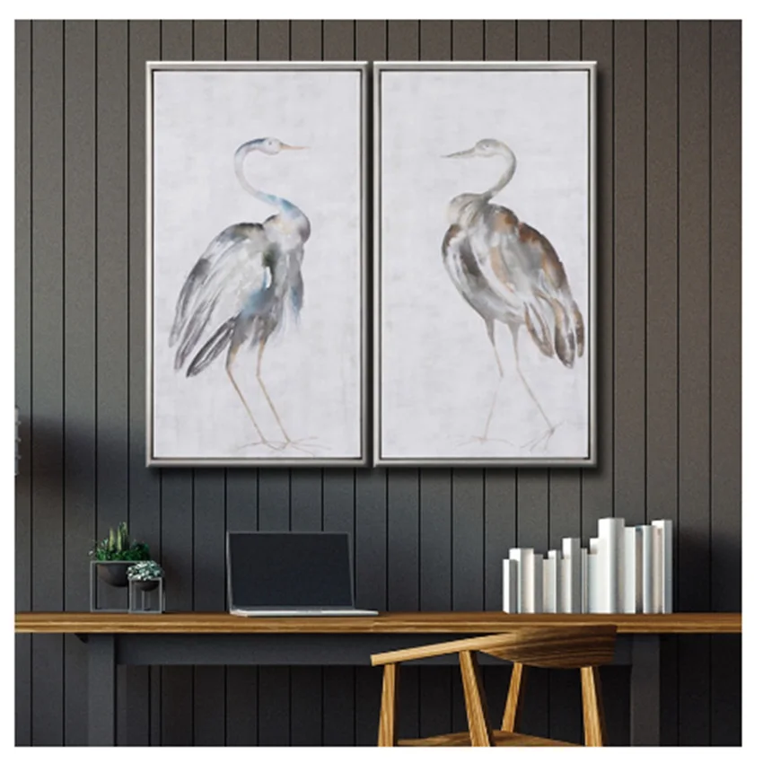 

wall decor china style 2 swan cranes Hand-painted home decor abstract oil painting on canvas 2 pieces for living room no frame