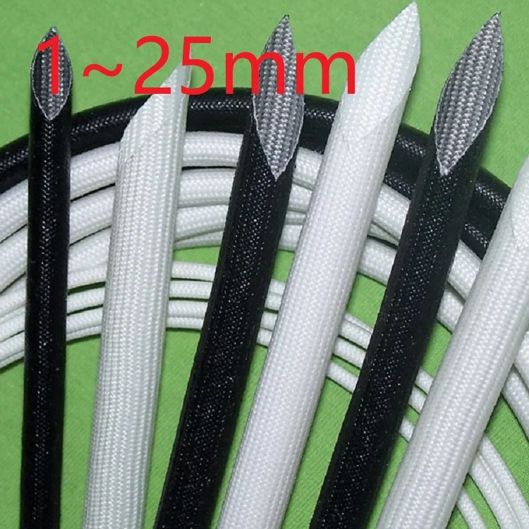 ID 1 ~ 25mm Fiberglass Tube Silicone Resin Braided Wire Sleeve Flame Resistant Fiber Glass Insulate Cable Protect Pipe 200 Deg.C - купить по