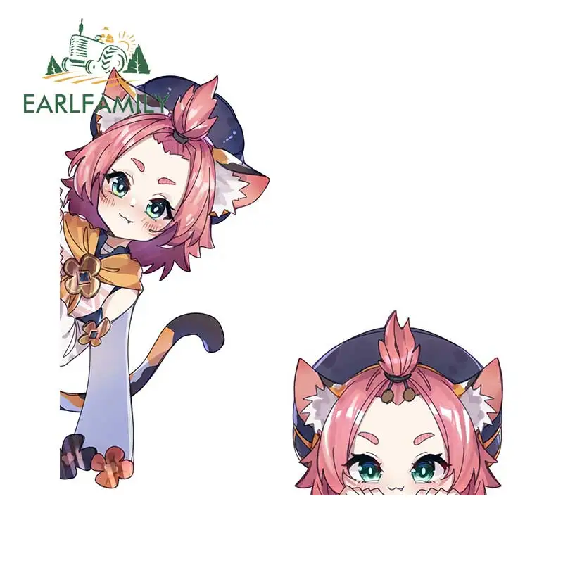 

EARLFAMILY 13cm for Genshin Impact Diona Car Sticker Sunscreen Vinyl Decals Personality Creative Windows RV Decor Car Goods