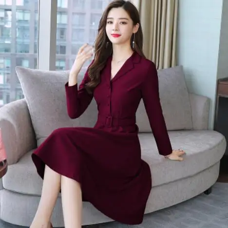 2020 новые осенние зимние женские платья 3XL размера плюс с длинным рукавом тонкое