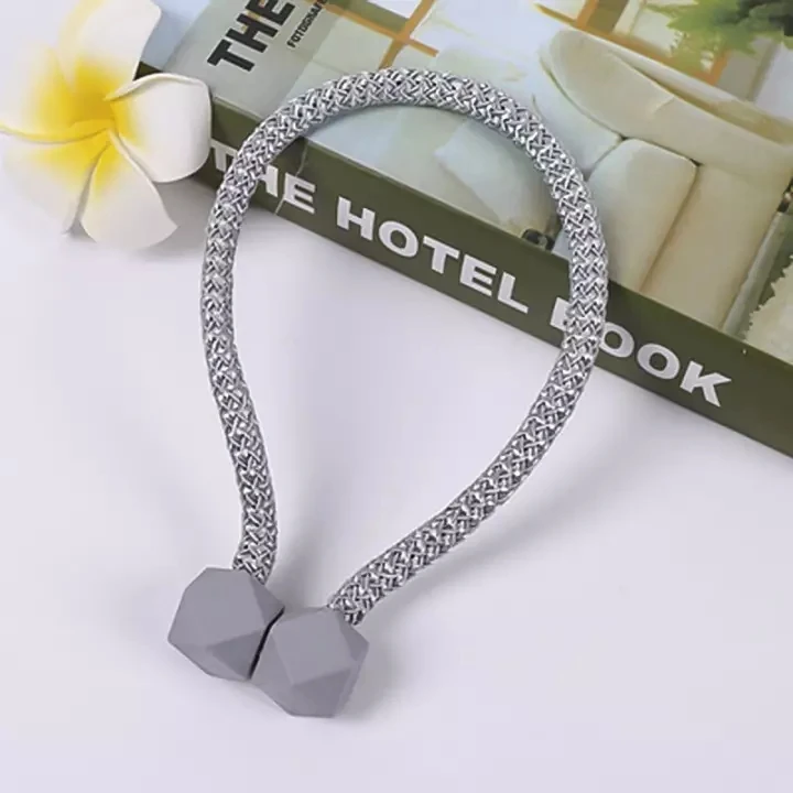 

2pcs Magnetic Solid Color Curtain Hooks Decorative Curtain Holder Tieback Buckle Clips Strap Rope Storage Belt Accessories Decor