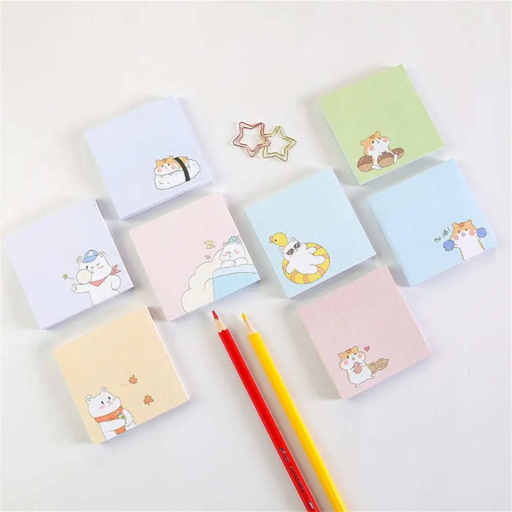 80 Sheets/Set Kawaii Cartoon Bear Hamster Sticky Notes Memo Pad Student Girl Heart Scrapbook Decorative Cute N Times Sticky