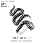 Открытое черное кольцо в виде змеи, модные блестящие ювелирные украшения в европейском стиле для женщин, подарок 2020 из стерлингового серебра 925 пробы, отличные предложения