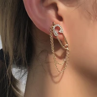 korean earings fashion jewelry pin tassel ear pin chain double chain stud earrings for women oorbellen luxury jewelry gothic