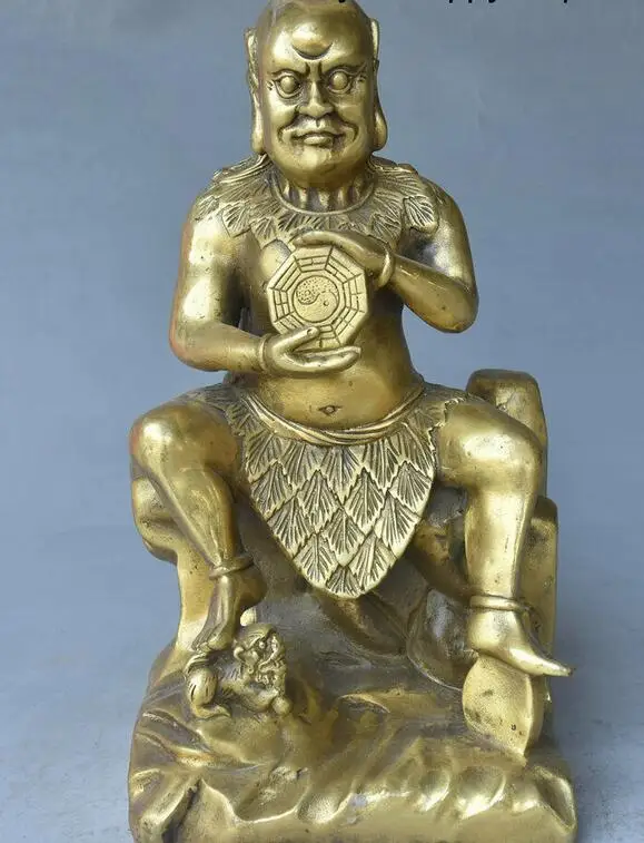 Собирать китайский храм Медь латунь фу Xi бессмертный Бог людей Ба гуа Jing