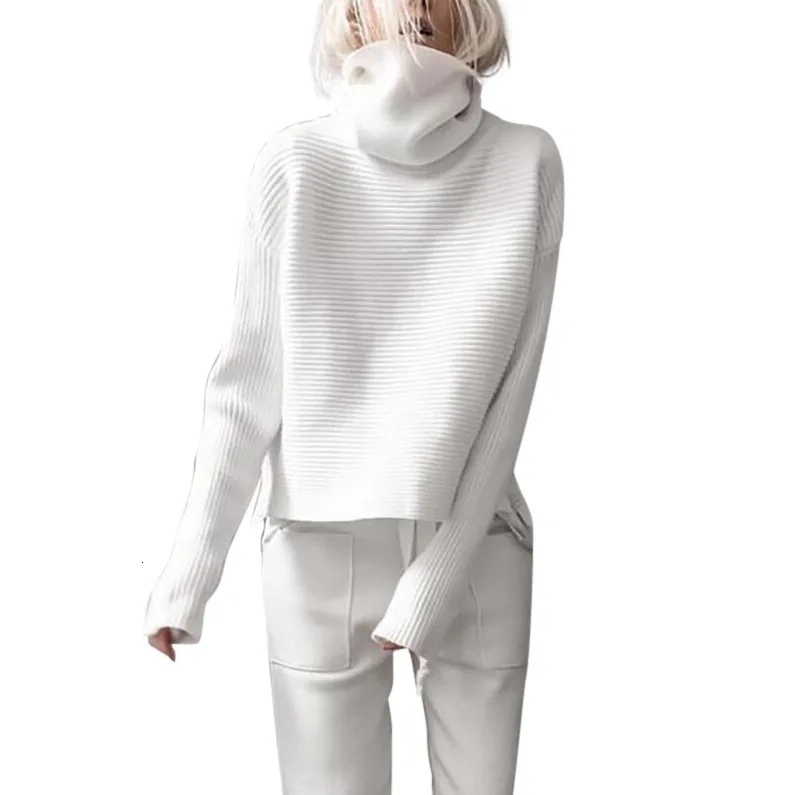 2019 Fashion Design Turtleneck Sweater Women Jumper Winter Loose Long Sleeve Knitted Pullover Female Casual Office Lady | Женская одежда