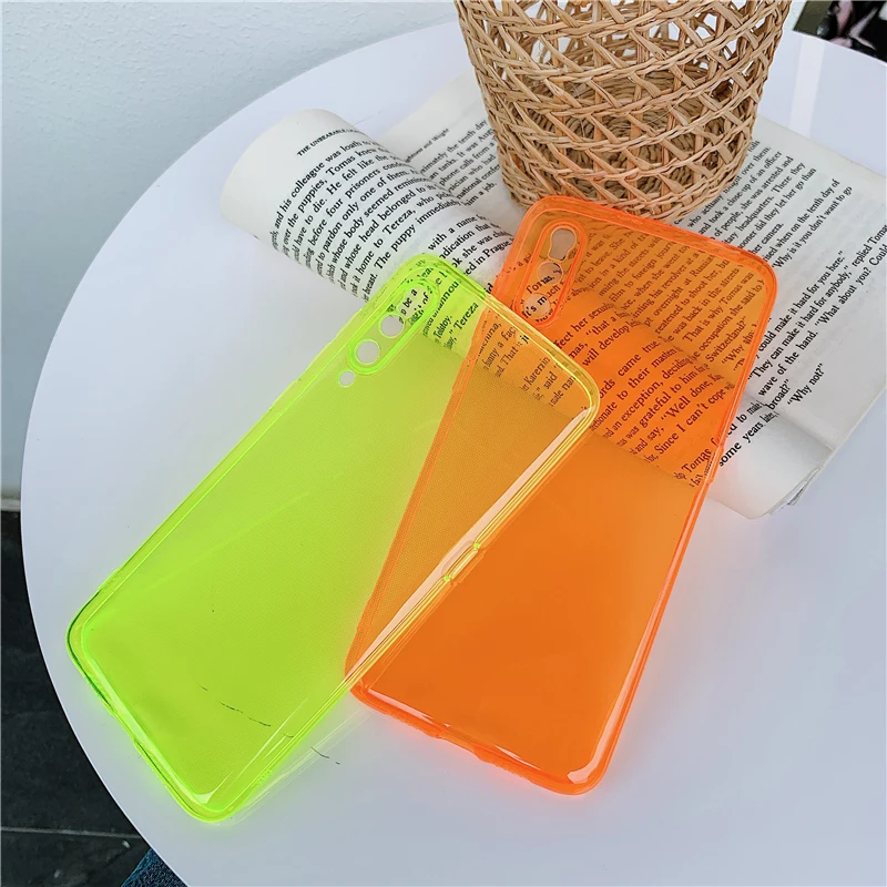 Флуоресцентный неоновый однотонный мягкий чехол для телефона Xiaomi Mi 10 9 8 CC9 Pro Lite