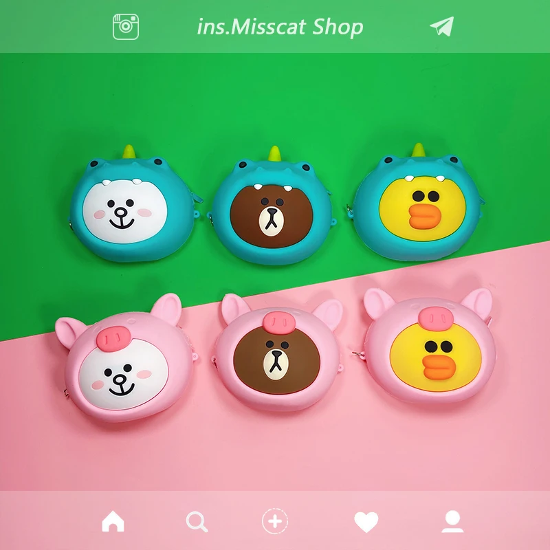 Повседневный Кошелек для монет розовый кошелек девочек голубой с динозавром