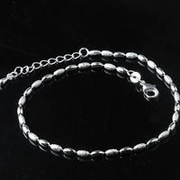 new arrival fashion 925 sterling ladies silver anklets olive kernel bead manual anklet bracelet for women girl jewelry