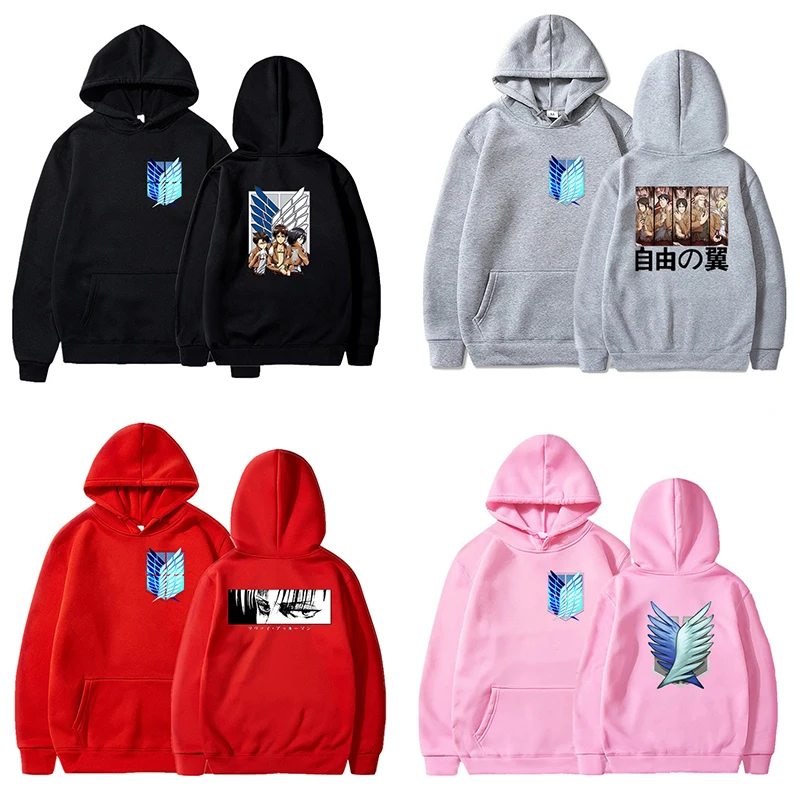 

Unisex Attack on Titan Thick Hoodies Harajuku Men Anime Sweatshirts Male Streetwear Pullover Tops Coat Sudadera Spring Autumn