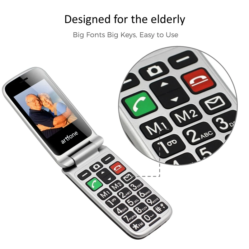 artfone flip 2 4 screen original flip big keyboard cheap senior touch mobile phone phone elder clamshell cell phones2g free global shipping