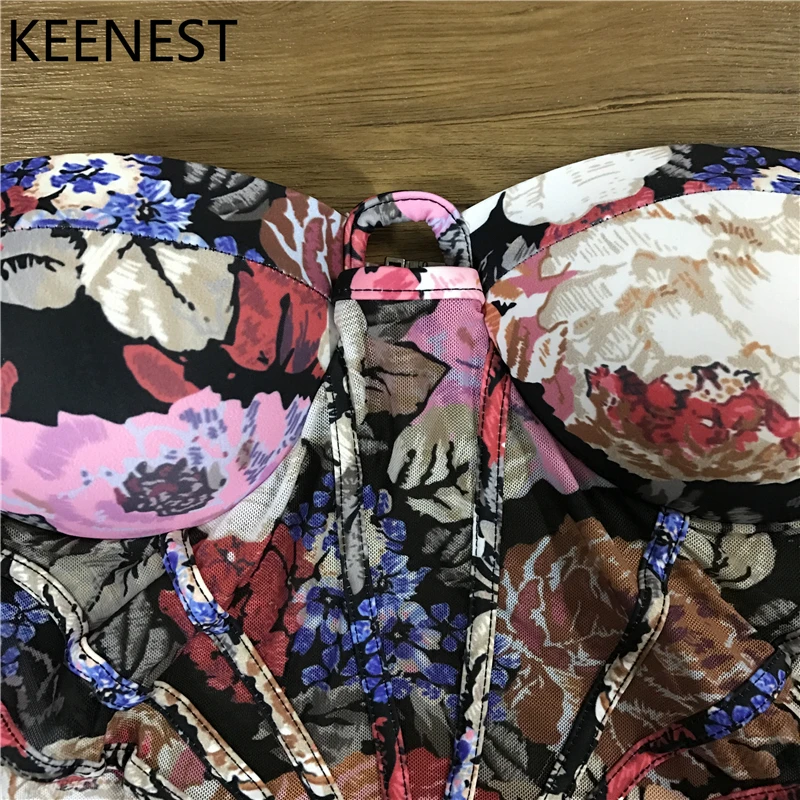 KEENEST цветочный цельный купальник женский купальник Mayokini пуш-ап