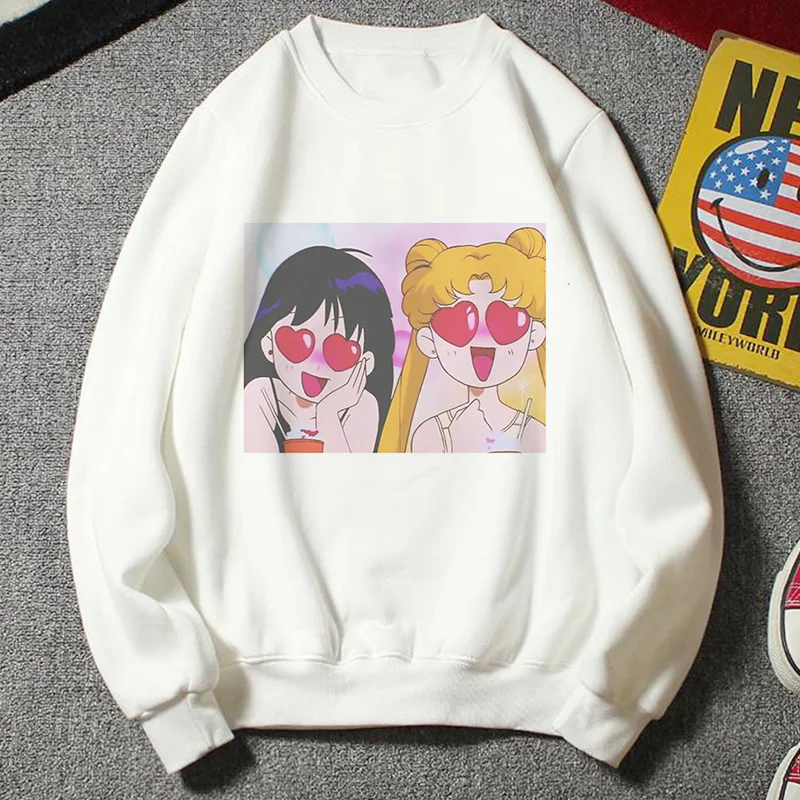 Новая толстовка женская Kawaii Мода плюс размер повседневная одежда Harajuku Мультфильм Ulzzang стиль Сейлор Мун Толстовка забавная половина Толстовка - Цвет: 2867