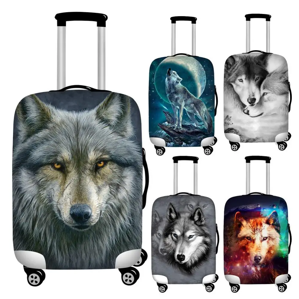 

FORUDESIGNS Animal Wolf Print Travel Luggage Protective Dust Covers Elastic 18-32inch Suitcase Cover Waterproof Baggage Covers