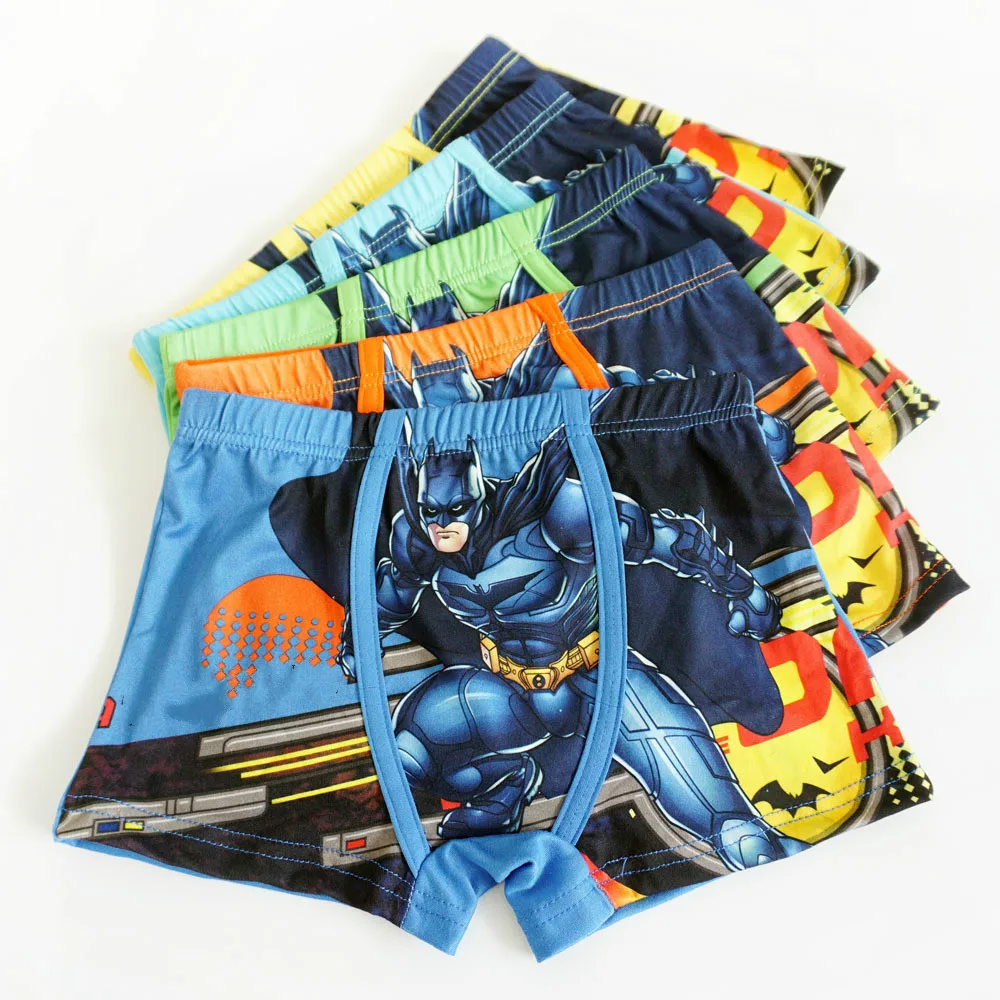 5 шт./лот детское шелковое нижнее белье для мальчиков с рисунком трусы боксеры От 2