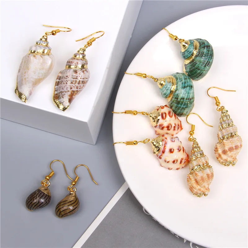 

Natural Shell Earrings Drop Earrings Women Boho Shell Pendant Earring Hanging Statement Dangle Sea Shell Summer Beach Jewelry