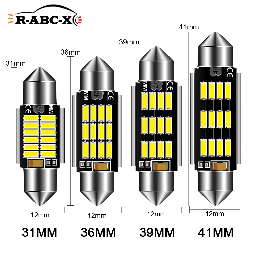 4x Red 31/36/39/41mm C5W 12SMD 4014 LED CANBUS NO Error Festoon Bulb Car Boat AC12-24V Auto Interior Dome Lamp Car Styling Light