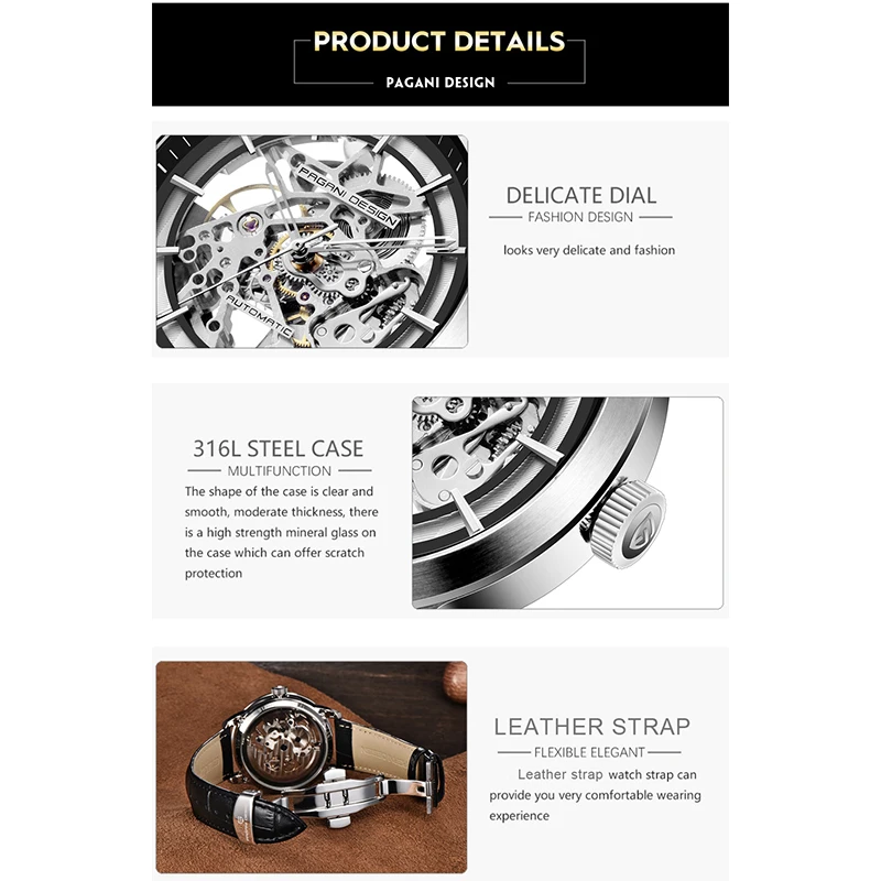 2019 модные мужские часы PAGANI Топ бренд класса люкс с большим циферблатом